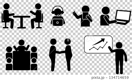 ビジネスシーンを表すピクトグラムイラストセット 134714659