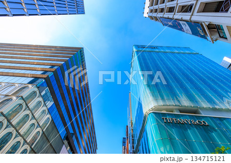 東京　中央区　銀座の都市風景　銀座五丁目交差点付近 134715121