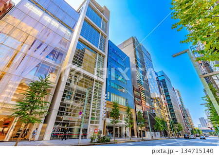 東京　中央区　銀座の都市風景　銀座六丁目交差点付近 134715140