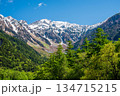 さわやか上高地『新緑のカラマツと穂高連峰』《長野県 松本市》 134715215