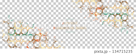 (Elegant Japanese pattern background: golden cloisonné pattern with emerald and vermilion accents) Vector, illustration (Elegant Japanese pattern background: golden cloisonné pattern with emerald and vermilion accents) Vector, illustration 134715235