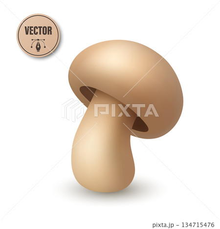 Vector 3d Champignon Mushroom. Realistic 3D Champignon Mushroom Vector Illustration. Beige Button Mushroom Icon Isolated. Food Design Template, Grocery Packaging, Recipe Banner, Mushroom Clipart Vector 3d Champignon Mushroom. Realistic 3D Champignon Mushroom Vector Illustration. Beige Button Mushroom Icon Isolated. Food Design Template, Grocery Packaging, Recipe Banner, Mushroom Clipart 134715476