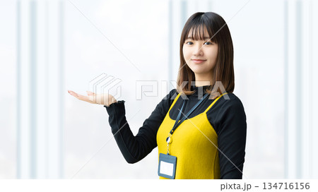手で案内をする女性・ビジネスウーマン 手で案内をする女性・ビジネスウーマン 134716156
