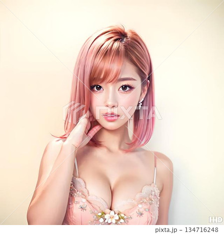 黒いビキニを着た女性モデル 134716248