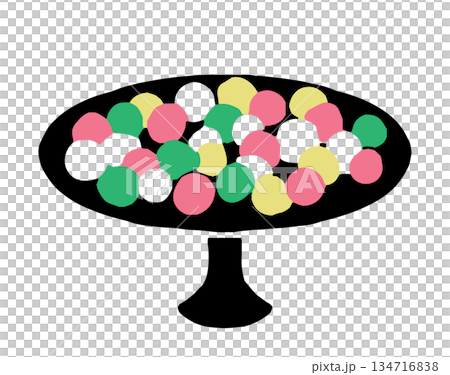Hina-arare (rice crackers) for Hinamatsuri (Doll Festival) in a print style Hina-arare (rice crackers) for Hinamatsuri (Doll Festival) in a print style 134716838