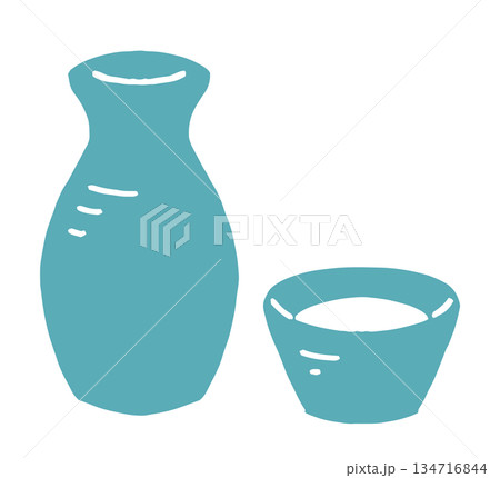 版画風のお酒(とっくりとおちょこ) 版画風のお酒(とっくりとおちょこ) 134716844