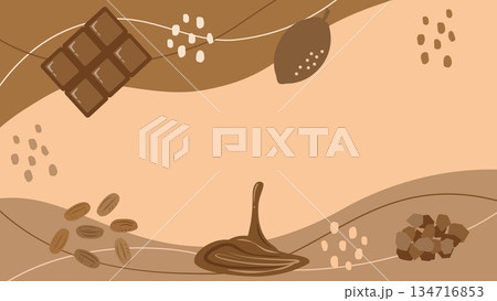 バレンタインやチョコレート関連に使える背景イラスト　アスペクト比16：9バージョン 134716853