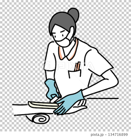 イラスト素材: 採血を行う看護師の医療イラスト イラスト素材: 採血を行う看護師の医療イラスト 134716899