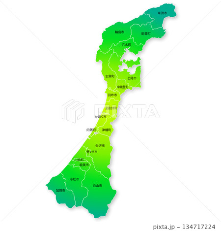 石川県と市町村地図 石川県と市町村地図 134717224