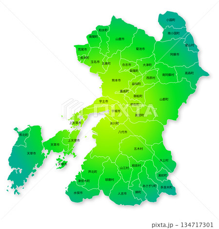熊本県と市町村地図 熊本県と市町村地図 134717301
