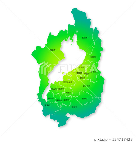 滋賀県と市町村地図 滋賀県と市町村地図 134717425