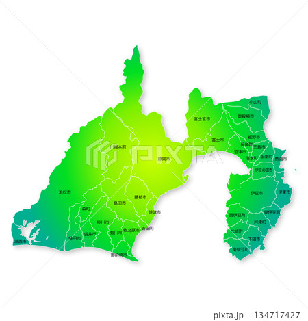 静岡県と市町村地図 静岡県と市町村地図 134717427