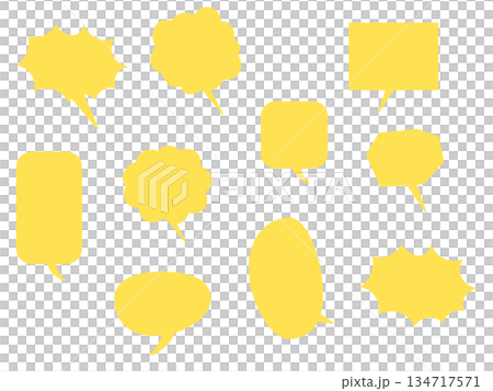 Set of simple speech bubbles in various shapes, yellow, 7 Set of simple speech bubbles in various shapes, yellow, 7 134717571