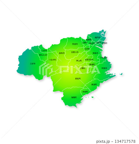 徳島県と市町村地図 134717578