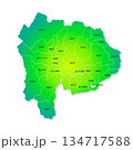 山梨県と市町村地図 134717588