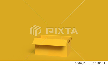 Empty Yellow Box Concept for Packaging and Business Use 3d render. Empty Yellow Box Concept for Packaging and Business Use 3d render. 134718551