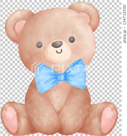 Cute Coquette Teddy Bear with Blue Bow Tie watercolor, nursery birthday Boy Cute Coquette Teddy Bear with Blue Bow Tie watercolor, nursery birthday Boy 134718580