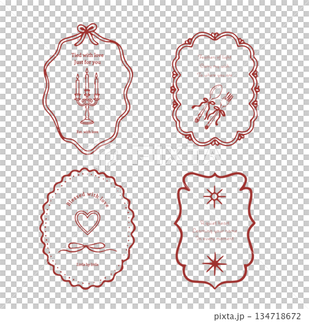 Heart motif and hand-drawn frame set 134718672