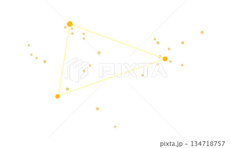 黄色の線で繋いだ夏の大三角(星座は星のみで連結線なし) 黄色の線で繋いだ夏の大三角(星座は星のみで連結線なし) 134718757
