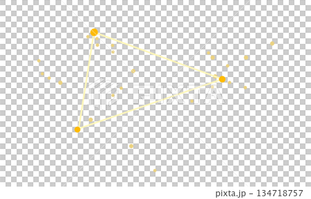 黄色の線で繋いだ夏の大三角(星座は星のみで連結線なし) 黄色の線で繋いだ夏の大三角(星座は星のみで連結線なし) 134718757