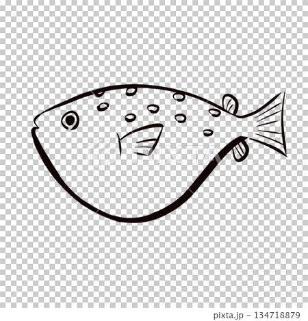 變形河豚的筆刷風格線條畫插圖 134718879