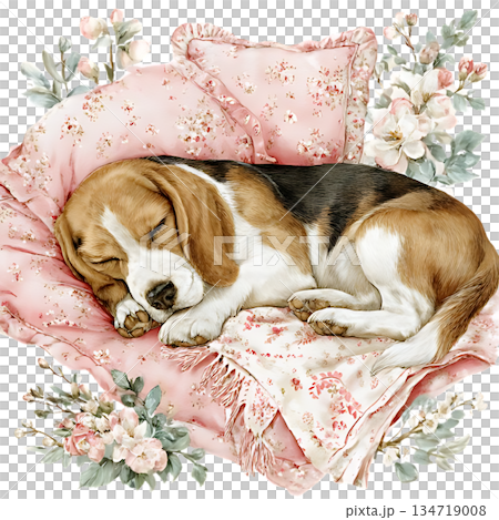 watercolor illustration of a pink flamingo 134719008