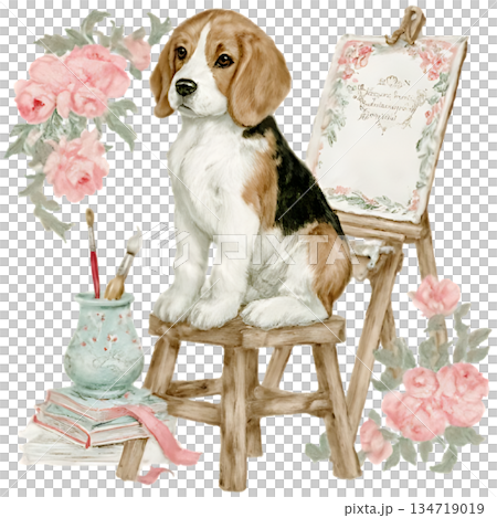 watercolor sketch cute dog in a watercolor style watercolor sketch cute dog in a watercolor style 134719019