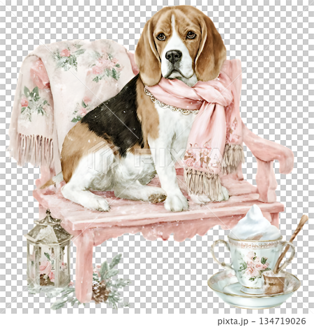 watercolor sketch cute dog in a watercolor style 134719026