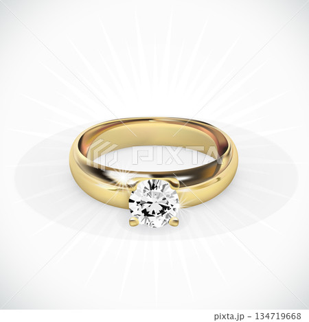 Realistic 3D Wedding Couple Ring with Gold and Diamond Realistic 3D Wedding Couple Ring with Gold and Diamond 134719668
