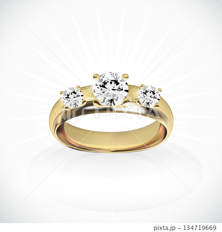 Realistic 3D Wedding Couple Ring with Gold and Diamond Realistic 3D Wedding Couple Ring with Gold and Diamond 134719669