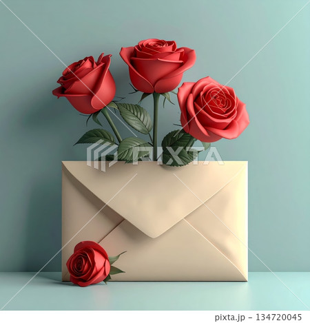 Rose Bouquet with Envelope 134720045