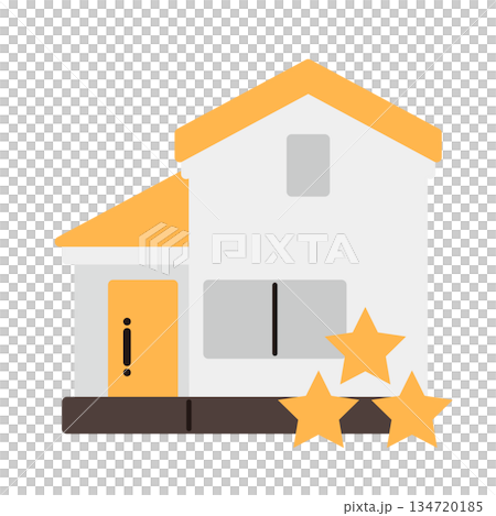 Simple house icon with three stars Simple house icon with three stars 134720185