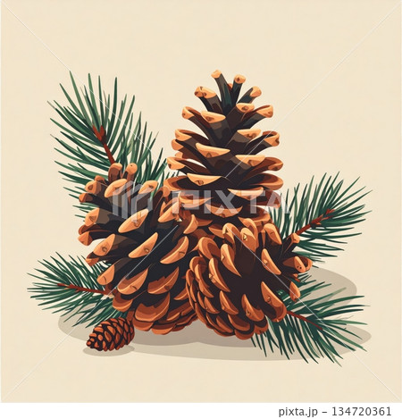 Pinecones and Pine Leaves Pinecones and Pine Leaves 134720361