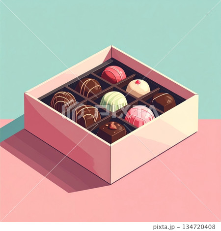 Chocolate Box Minimal Illustration 134720408