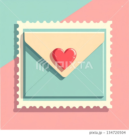 Envelope with Heart Minimal Valentine Stamp 134720504