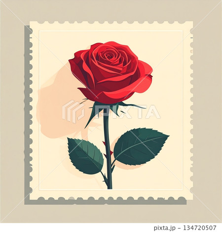 Single Red Rose Minimal Valentine Stamp 134720507