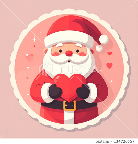 Santa Holding Heart Minimal Valentine Stamp 134720557