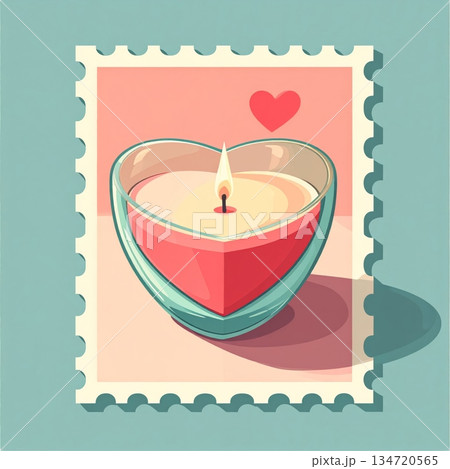 Scented Candle in Heart Glass Minimal Valentine Stamp 134720565
