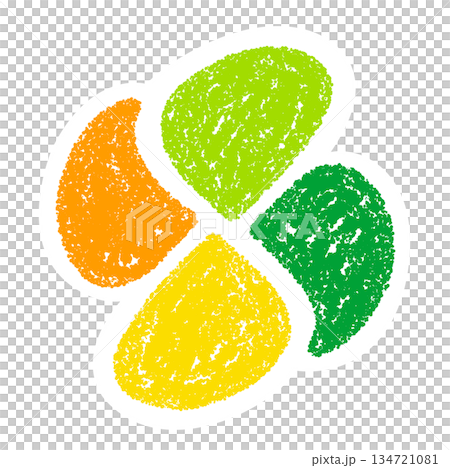 Crayon material: Hand-drawn maple leaf mark 134721081