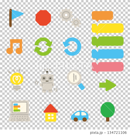 プログラミング 手描きパステル アイコン セット イラスト プログラミング 手描きパステル アイコン セット イラスト 134721106