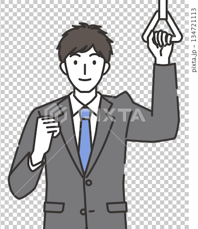 一名男子在通勤列車上揮舞拳頭。 一名男子在通勤列車上揮舞拳頭。 134721113