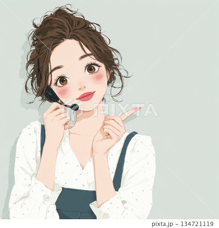 案内をするコールセンターの女性オペレーター 134721119