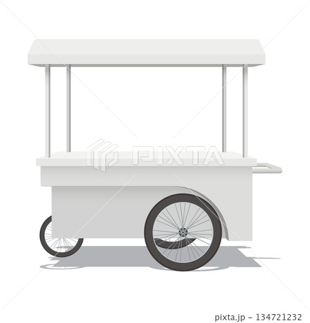 Street shop cart stainless mock up isolated graphic illustration have blank space for place the products presentation on countertop. Small business and street food concept. 134721232