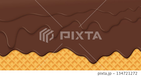 Melted chocolate pouring on wafer pattern yellow brown colors graphic illustration. Melted chocolate pouring on wafer pattern yellow brown colors graphic illustration. 134721272