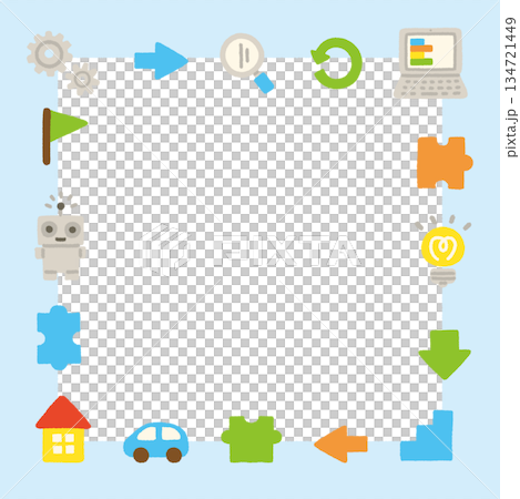 プログラミング パズル アイコン 正方形 フレーム 背景 手描き パステル プログラミング パズル アイコン 正方形 フレーム 背景 手描き パステル 134721449