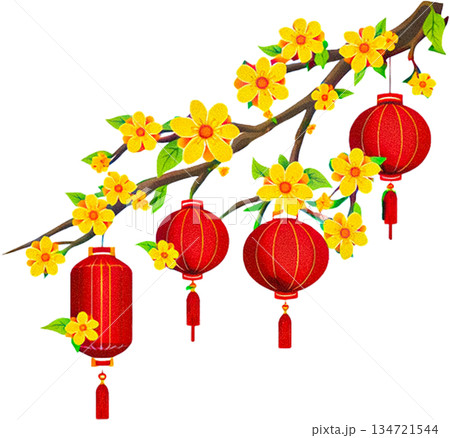 chinese new year of the chinese lantern, year of the chinese lantern, candle, red flowers chinese new year of the chinese lantern, year of the chinese lantern, candle, red flowers 134721544