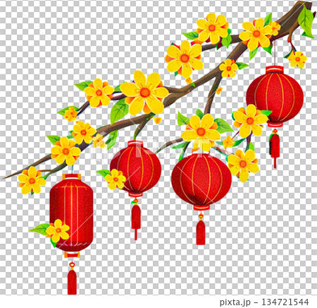 chinese new year of the chinese lantern, year of the chinese lantern, candle, red flowers chinese new year of the chinese lantern, year of the chinese lantern, candle, red flowers 134721544