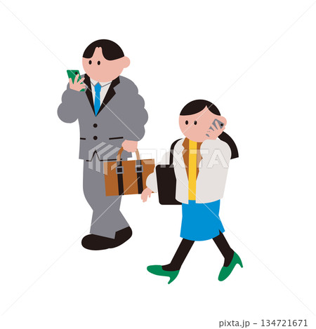 並んで歩くビジネスパーソンのイラスト素材 134721671
