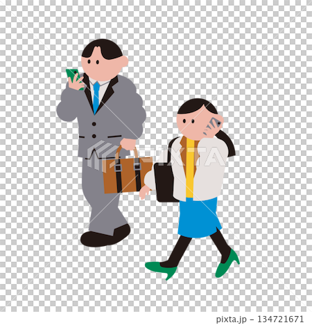 並んで歩くビジネスパーソンのイラスト素材 134721671