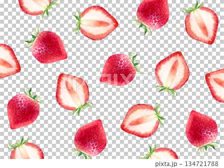 いちご　果物　背景 模様　水彩 イラスト 134721788